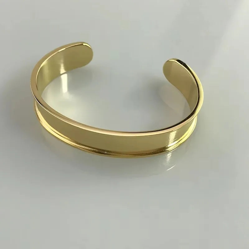 MaiLun 5pcs 10mm wide Open Cuff Bangles basic Stainless Steel Bracelet findings Bracelet for Women Child