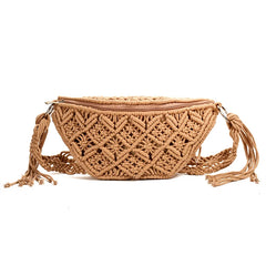 Bohemia Hand Woven Beach Bag With Tassels Cotton Crochet Hollow