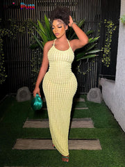 Weird Puss Cross Bandage Women Maxi Dress Backless Sleeveless O Neck Elegant