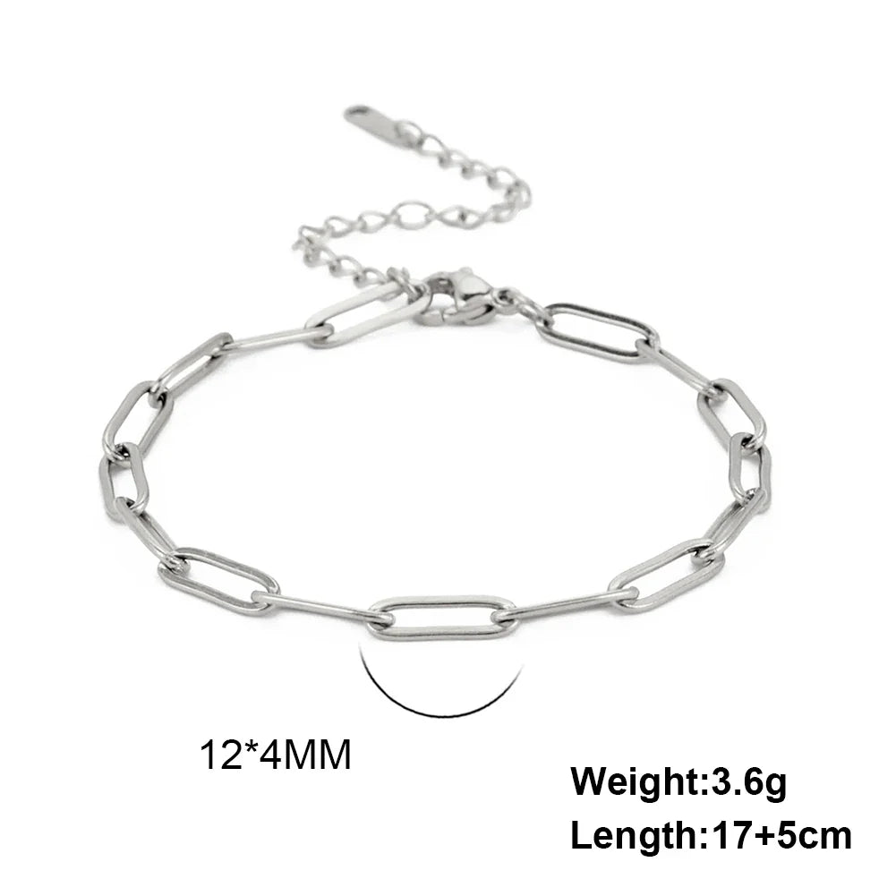 Skyrim Friendship Paperclip Link Chain Men Women Girls Stainless Steel Gold Color Bracelets Minimalist Jewelry Valentine Gift