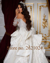 White Bridesmaid Dresses: Crystal Sequins Long Sleeve 2 pieces Mermaid Wedding Dress