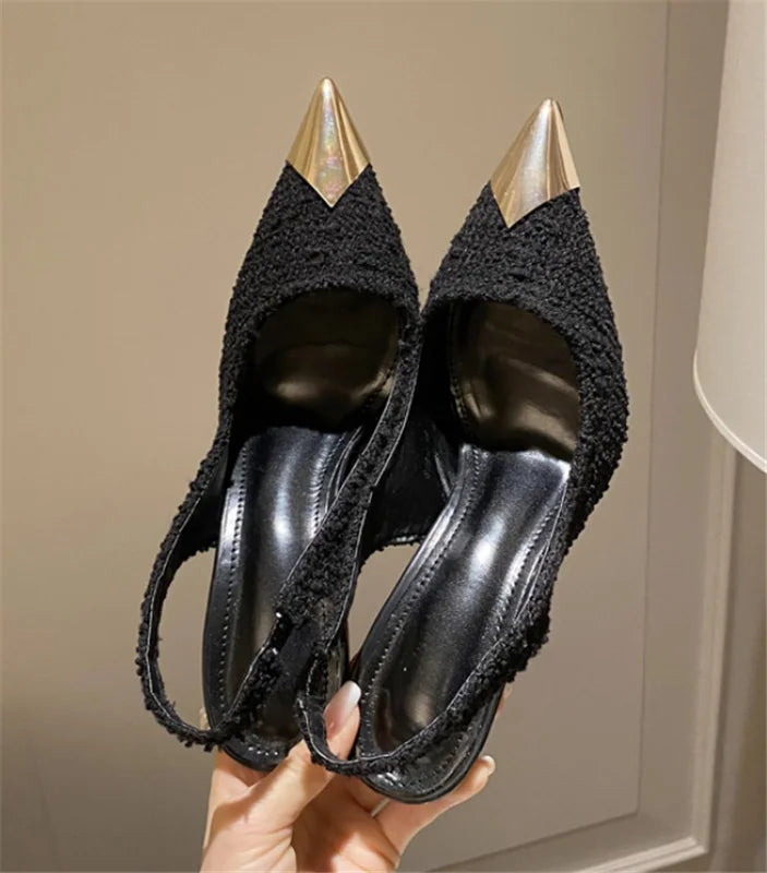 style Women Shoes Ladies High Heels shoes metal pointed shoes