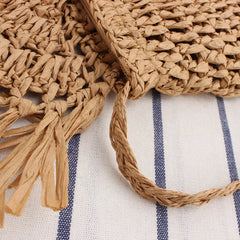 Straw Bags For Women Handmade Tassel Beach Bags Raffia Rattan