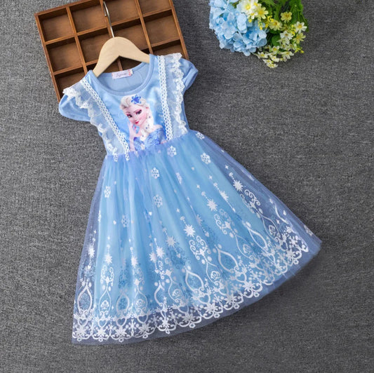 Girls Clothes Summer Flying Sleeve Kids Dress Party Baby Dresses