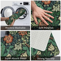 Custom William Morris Compton Floral Art Nouveau Pattern Doormat Bath Door Floor Mat