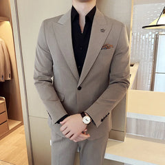 Men's Slim Fit Tuxedo Suit Set for Spring Weddings and Business Events