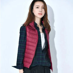 Down Jacket Women Sleeveless Ultra Light Down Vests Slim Jacket Girl Gilet Lightweight