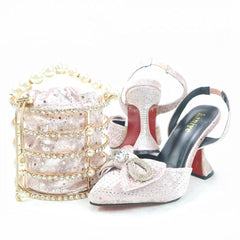 Matching Shoes and Bags: Wedding Shoes and Bag Set gold Color Italian Shoes