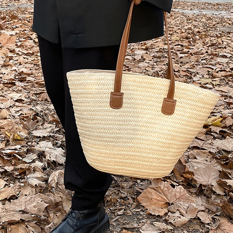 Large Capacity Straw Bag For Women Knitted Straw Bag Bohemia