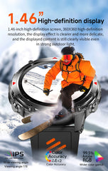 Outdoor Military Smart Watch Men Built-in GPS 1.46" AMOLED Compass Altimeter BT Call 3ATM Waterproof Clock LED Sports Smartwatch