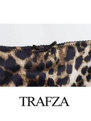 Elegant Leopard Print Sling Dress Casual Woman Fashion Party Backless Short Dresses