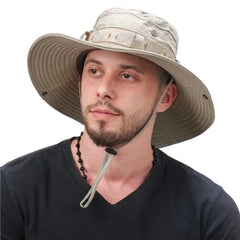 Men Bucket Hat Outdoor UV Protection Wide Brim Panama Safari Hunting Hiking Hat