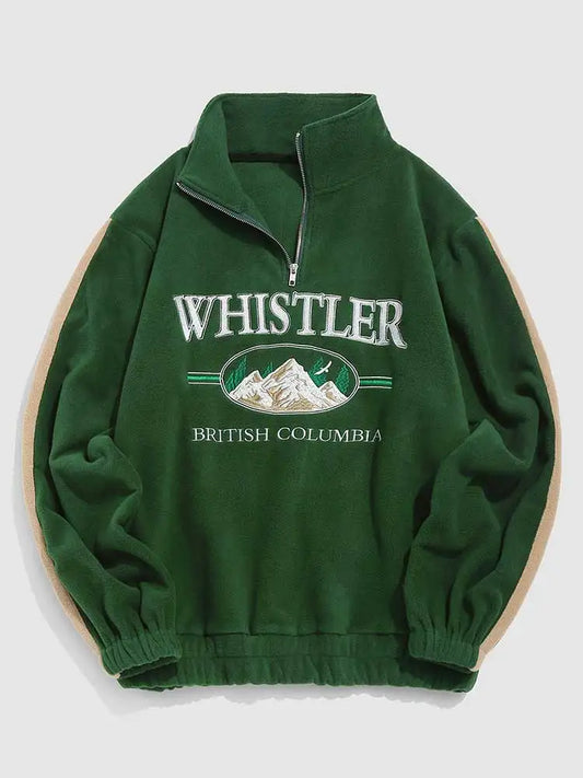 Men's Hoodie Fall Winter Fleece Sweatshirts Letter Embroidery Turtleneck Hoodies
