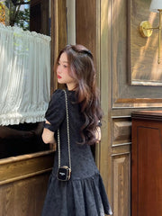 Formal attire Dresses: Square Collar Puff Sleeve Maxi Birthday Dress for Women