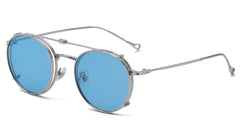 Sunglasses round frame men women metal sunglasses retro flip up eyeglasses