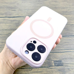 Silicone Rubber Case For iPhone 16 15 14 13 12 Pro Max 16Pro 15Pro 14Pro 13Pro iPhone15 For Magsafe Mag Safe Charge Cover