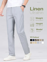 Linen Cotton Suit Casual Pants Men Thin Business Straight Work Solid Color Formal Trousers