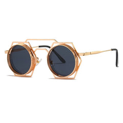 OEC CPO Steampunk Round Sunglasses Women Men 2023 Metal Mesh Personality Sun Glasses Female Eyewear Goggle UV400 Shades Oculos