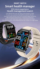 2025 New Five organ examination Health Care Smart Watch Men ECG+PPG Uric Acid Blood Fat Bluetooth Call Sports tracker Smartwatch