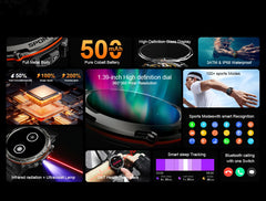 T-Rex 3 GPS Sports Waterproof Smart Watch Men 3ATM waterproof 500mAh Battery NFC Call 2026 New Military Smartwatch UV+Infrared