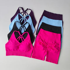 High Waisted Fitness Suit Suspender Beautiful Back Bra Yoga Suit Women