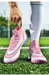 Mens Soccer Cleats High Ankle Football Shoes Long Spikes Outdoor Soccer