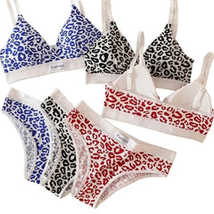 Women's Leopard Print Traceless and Steel Rim Bra Adjustable