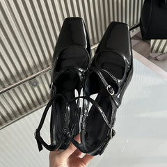 Womens Comfortable Heels: Narrow Band Buckle Strap Women Pumps Elegant