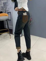 Y2k Jeans Harlan Women's Denim Pants Plus Size High Waist Slimming Stretch
