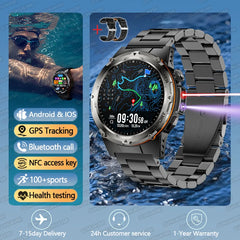 T-Rex 3 GPS Sports Waterproof Smart Watch Men 3ATM waterproof 500mAh Battery NFC Call 2026 New Military Smartwatch UV+Infrared