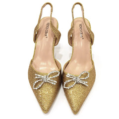 Matching Shoes and Bags: Pointed Toe Ladies Sandal Shoes Matching Bag Set in Gold