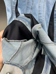 Women's Denim Dress Slim Stretch Patchwork Design Contrast