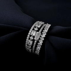 4 Pcs 925 Sterling Silver Wedding Band Solitaire Eternity Stacking Rings for Women