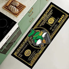 Black Gold 100 Dollar Bill Money Kitchen Floor Mat Home Entrance Doormat Corridor