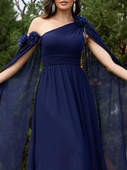 Homecoming Dresses: Chiffon Streamer Navy Evening Dress Long Elegant Dress