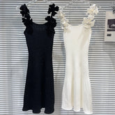 Three-Dimensional Flower Shoulder Strap Waist-Tight Girl Knitted