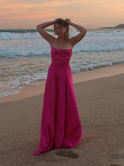 Evening wear Dresses: Black Spaghetti Strap Lace Up Formal Dress