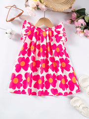 Clearance Price Girl Dress Cute Flying Sleeve Floral Princess Dress