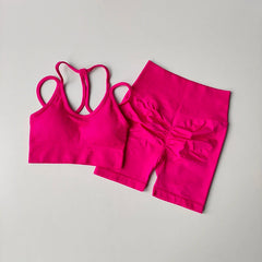 Women Yoga Set Gym Sportswear Sport Bra and Hight Waist Shorts Suit Fitness Workout
