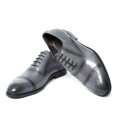 Classic British Style Brogue Carving Gray Oxfords Elegant Man Formal Shoes
