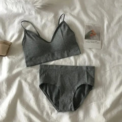 Women's Sports Bra Set Underwear Bra Korean Style Push Up No Steel Ring Bra