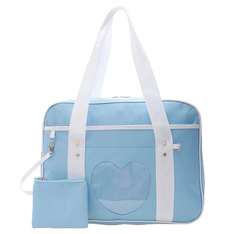 Japanese Lolita Heart JK School Uniform Bags Fashion Women Oxford Women Student PU Handbag Cosplay Anime Shoulder Bag