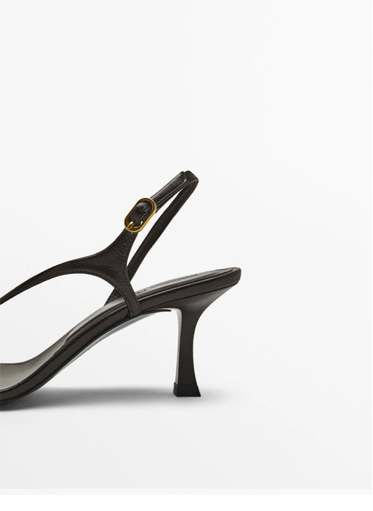 Black Cross One Strap High Heel Sandals Fine Heel Open Toe Sandals Female