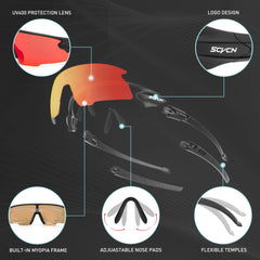 Cycling Glasses Red Photochromic Cycling Sunglasses Outdoor Bike Eyewear