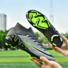 Men Light Soccer Shoes Ankle Football Field Boots Outdoor Non-slip Grass