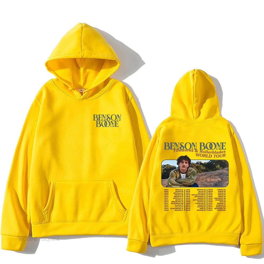 Benson Boone Hoodies Fireworks & Rollerblades World Tour Sweatshirts for Fans