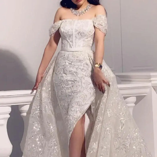 Evening wear Dresses: Strapless Mermaid Floor-Length Short Sleeved of Formal Evening