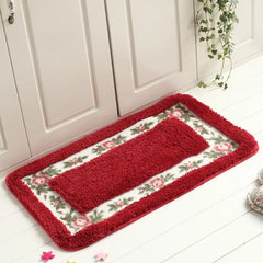 Pastoral Style Rose Flower Rug Shaggy Area Rugs Pattern Non Slip Water Absorption
