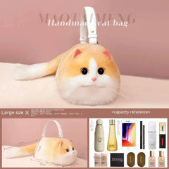 Lolita Plush Cute Cat Bag Women Harajuku Animal Circular Fur Soft Kawaii