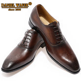 Classic Men's Genuine Leather Oxford Shoes Buckle Lace-Up Office Dress